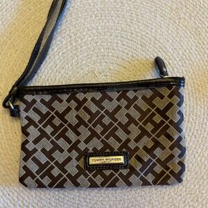 Tommy Hilfiger Brown and Cream Patterned Wristlet